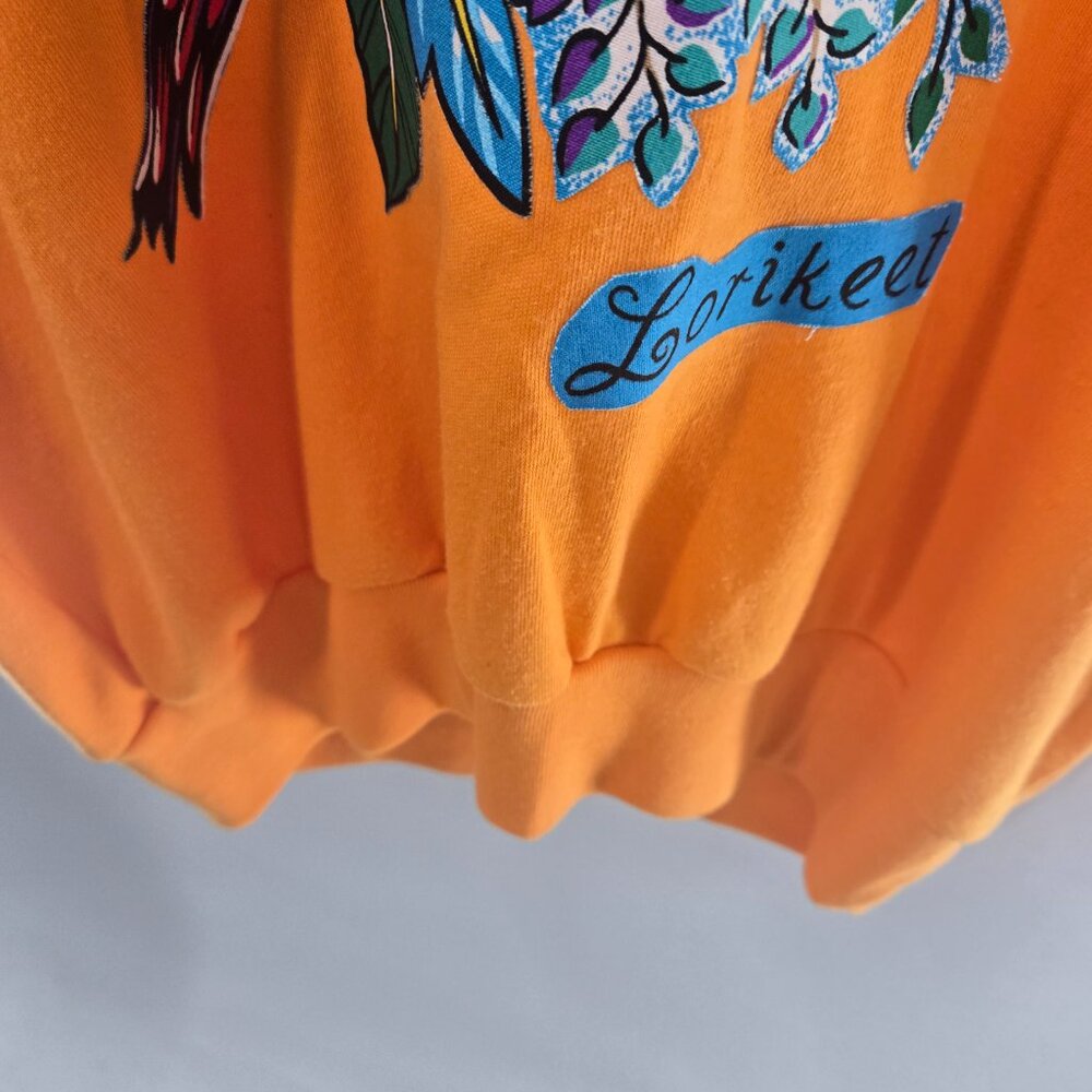 Vintage Karen Scott Orange Upcycled Lorikeet Parrot Applique Short Sleeved Top L - Picture 8 of 16